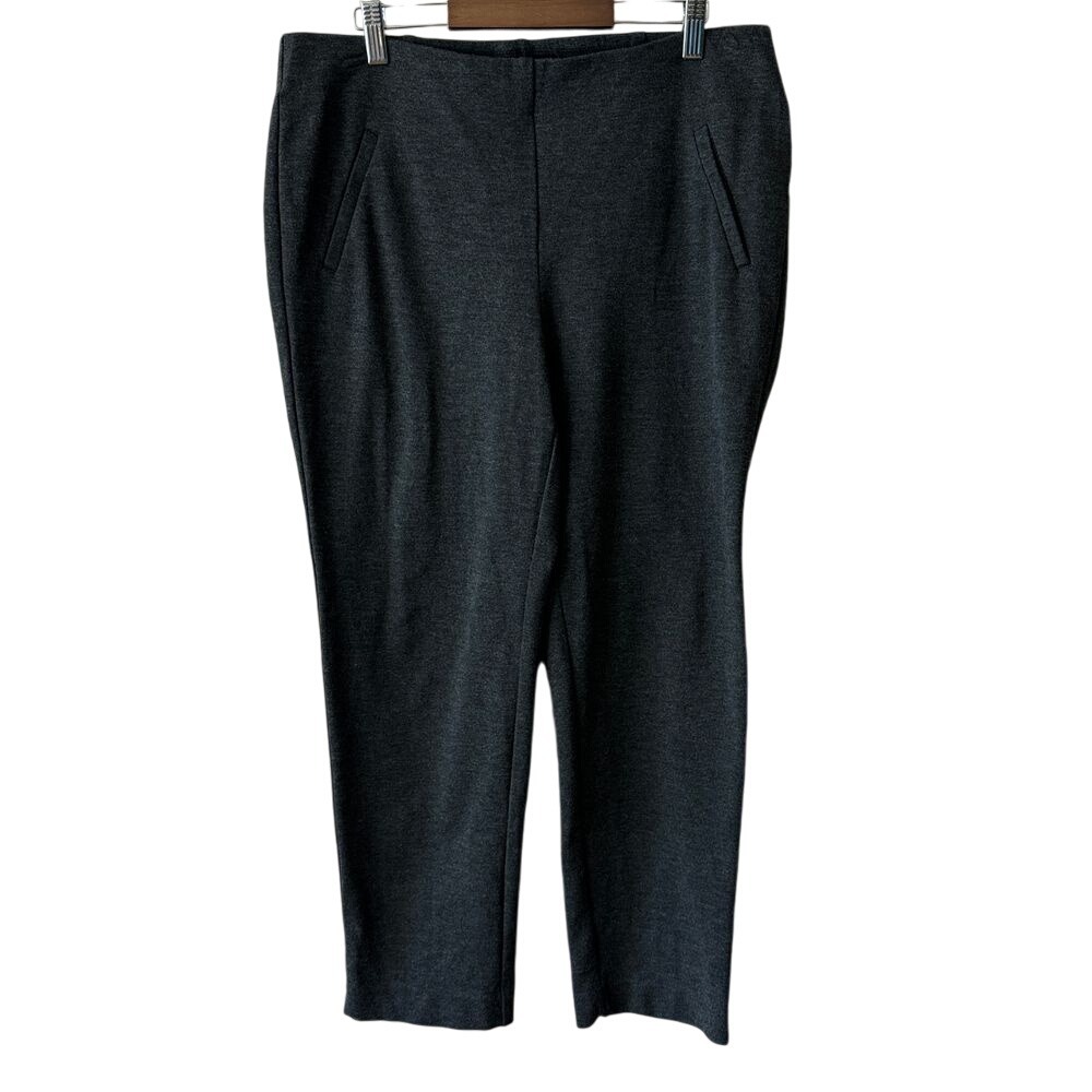 Chicos Ponte Pants Womens 1.5 M Gray Slim Ankle Pull On Slimming Stretch Career